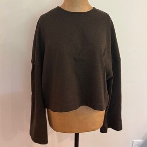Alysi sz 4 Brown wool blend Women's Sweater bell sleeve back zip great condition